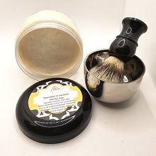 Load image into Gallery viewer, Handmade Peppermint & Patchouli Shaving Soap with Shaving Brush and Holder