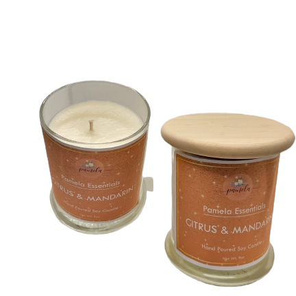 Citrus And Mandarin Hand Poured Soy Candle 9 Oz