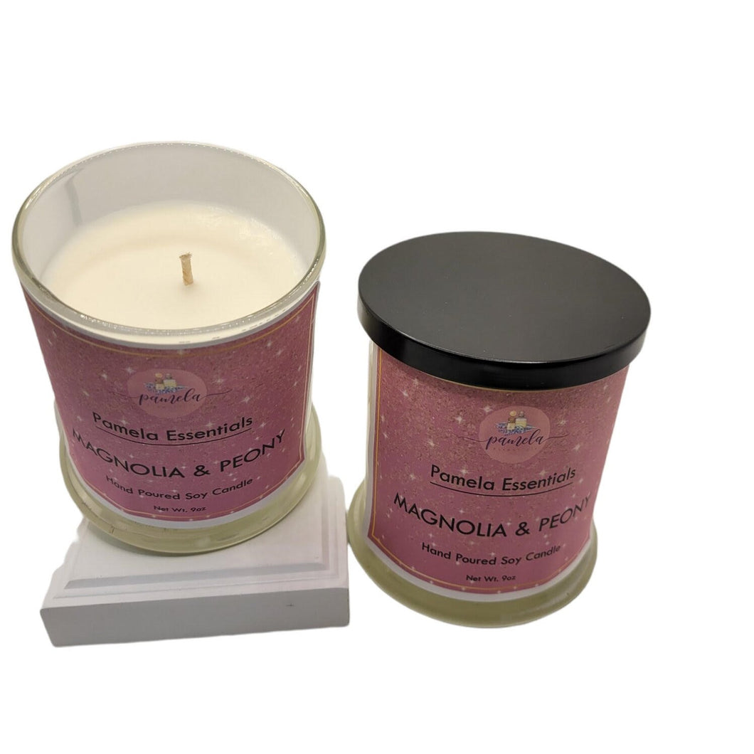 Magnolia And Peony Hand Poured Soy Wax Candle 9 Oz